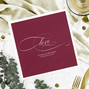 Love - Elegant Burgundy Marsala Wedding Napkins