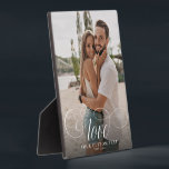 LOVE Elegant Calligraphy Couple Photo Wedding Plaque<br><div class="desc">Sweet and simple wedding keepsake for Newlyweds,  Valentine's Day,  engagement,  showcasing your favorite couple photo with modern script calligraphy reading LOVE over your custom text like names and / or date or a personal message over a dark gradient to make the typography stand out.</div>