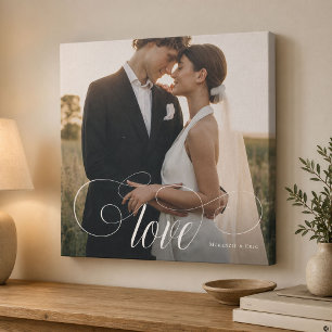 LOVE Elegant Calligraphy Couple Wedding Photo Gallery Wrap