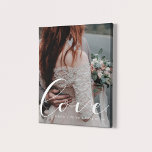 Love elegant calligraphy wedding photo canvas print<br><div class="desc">Showcase your favorite wedding pictures with this modern print,  with the word Love in a beautiful text overlay. You can easily change the color and size of the text to fit your picture.</div>