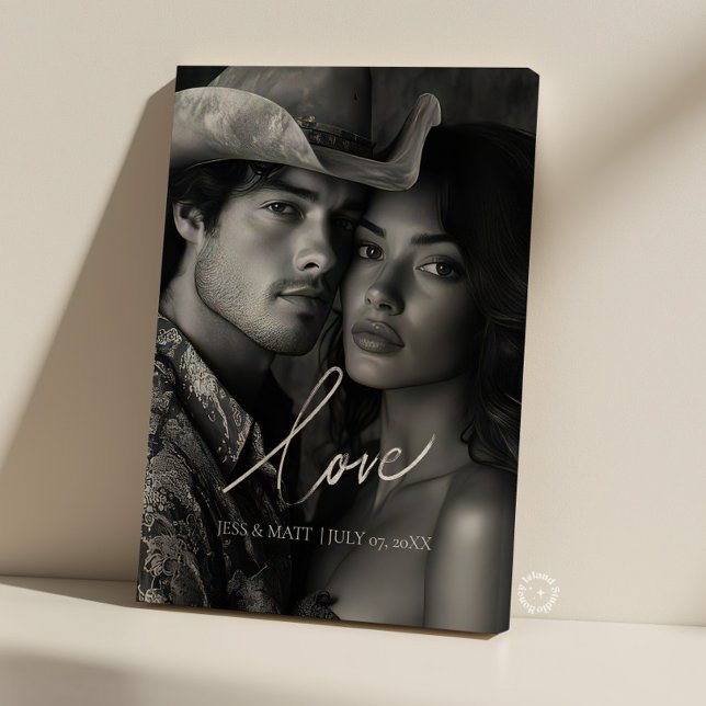 Love elegant calligraphy wedding photo canvas print (Love elegant calligraphy wedding photo canvas)