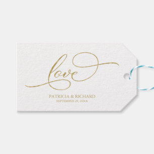 Love - Elegant Gold Foil Script Wedding Favor Tags