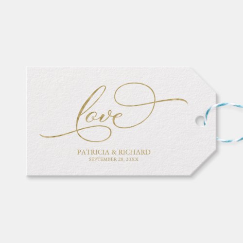 Love _ Elegant Gold Foil Script Wedding Favor Tags