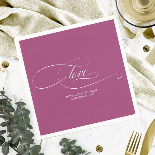 Love _ Elegant Pink Cassis Wedding Napkins