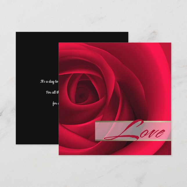 Love. Elegant Red Rose Valentine's Day Card (Front/Back)