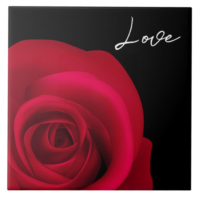 Love. Elegant Red Rose Valentine's Day Gift   Tile (Front)