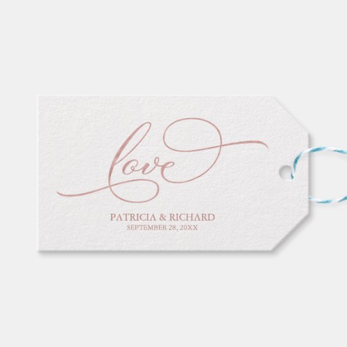 Love _ Elegant Rose Gold Wedding Favor Tags