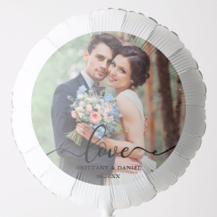 Love Elegant Script Photo Wedding Helium Balloon
