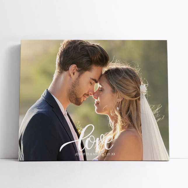 Love Elegant Script Wedding Photo Wall Art (Creator Uploaded)