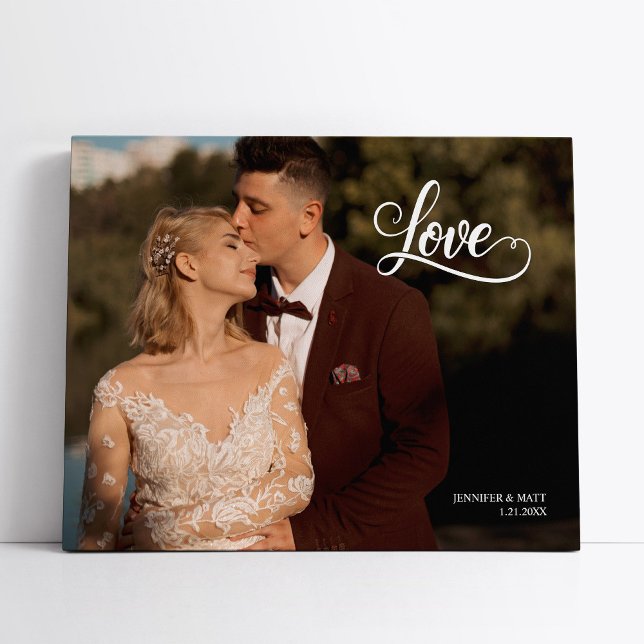 Love Elegant Script Wedding Photo Wall Art (Creator Uploaded)