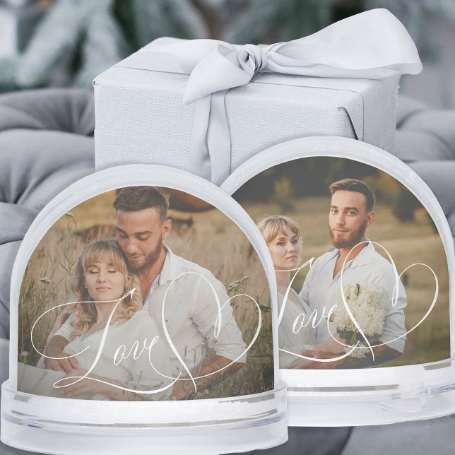 Love elegant simple calligraphy script 2 photo snow globe (Creator Uploaded)