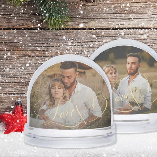 Love elegant simple script photo snow globe (Creator Uploaded)