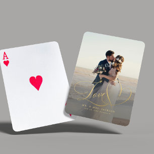 Love elegant wedding photo poker cards