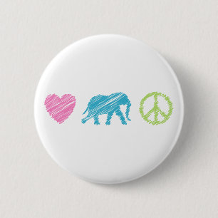 Love, Elephant and Peace Pinback Button