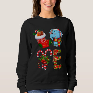 Love Elephant Christmas Lights Santa Hat Christmas Sweatshirt