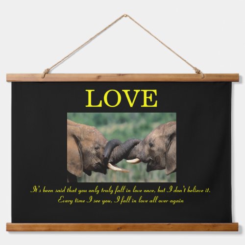 LOVE Elephant in trunking love Hanging Tapestry