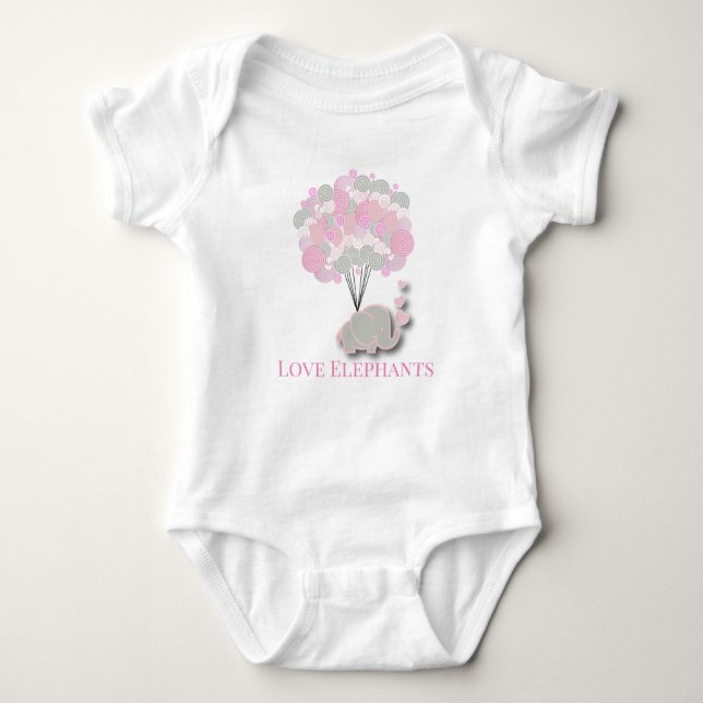 Love Elephants Baby Bodysuit (Front)