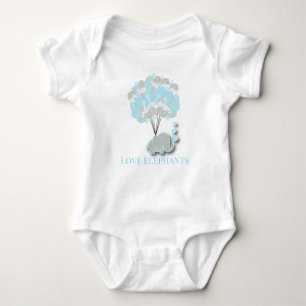 Love Elephants - Blue Baby Bodysuit