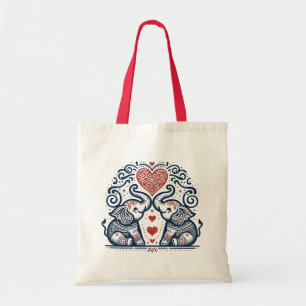 Love Elephants Mandala Tote Bag