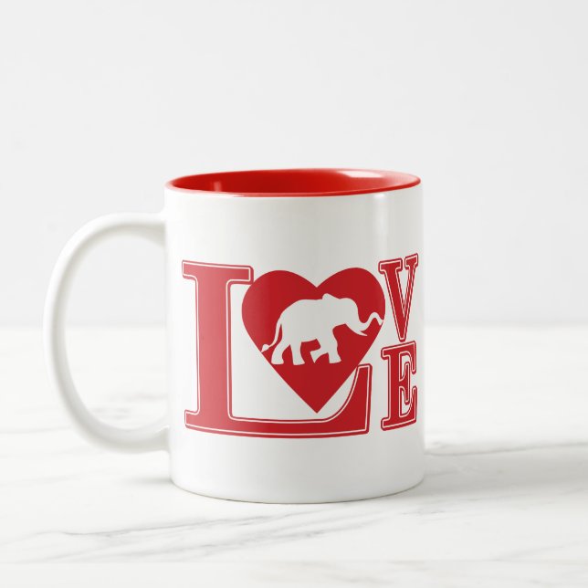 Love-Elephants Two-Tone Coffee Mug (Left)