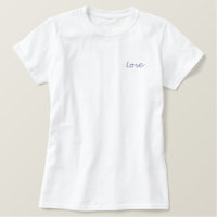 love embroidery white t shirt women
