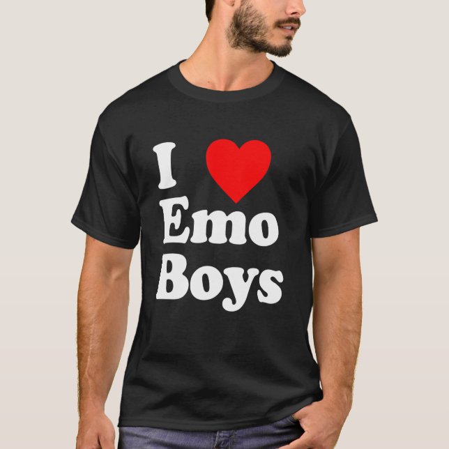 Love Emo Boys Heart Trendy Egirl Eboy GF Aesthetic T-Shirt (Front)