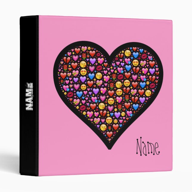 Love Emoji Customized 3 Ring Binder (Front/Spine)