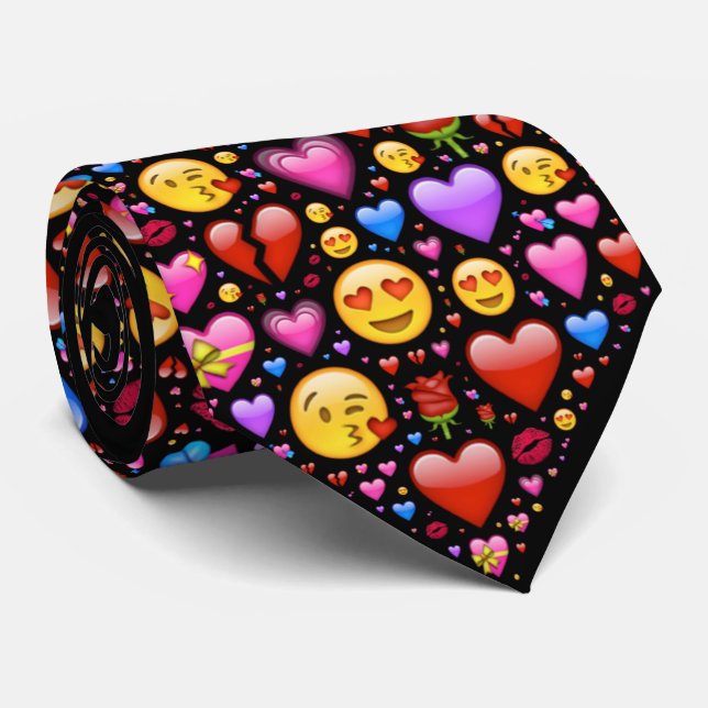 Love Emoji Customized Tie (Rolled)