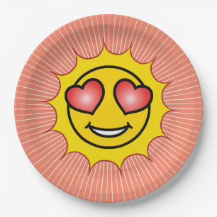Love Emoji Sun Paper Plates