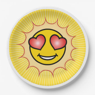 Love Emoji Sun Paper Plates