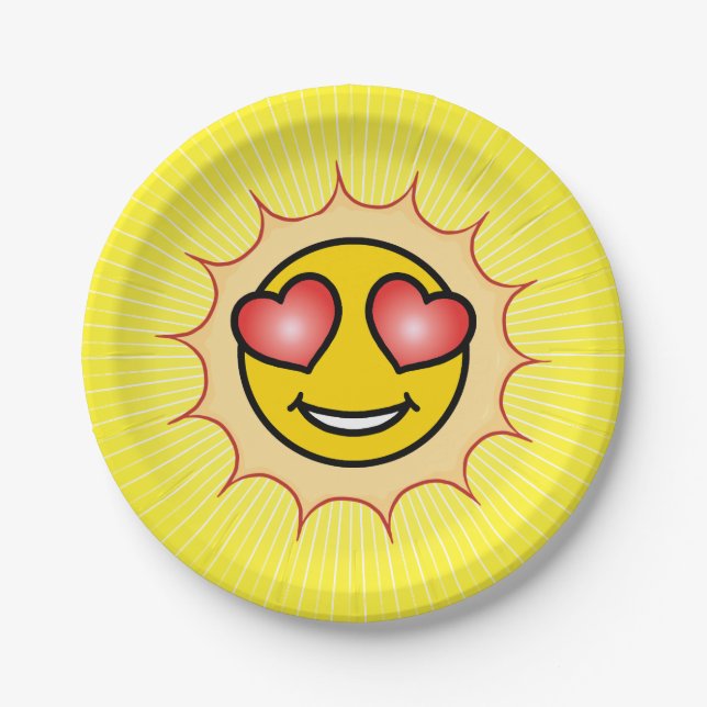 Love Emoji Sunset Paper Plates (Front)