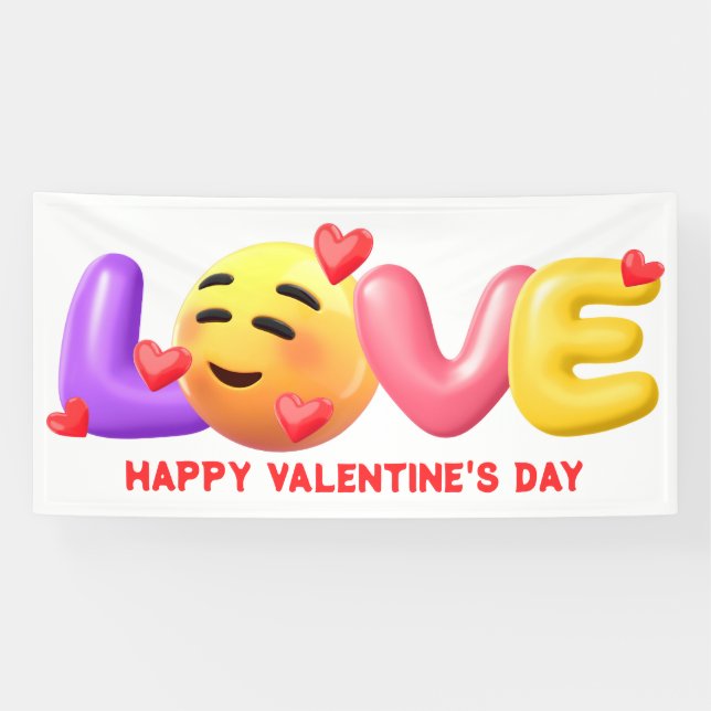 Love Emoji Valentines Day Banner (Horizontal)