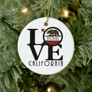 LOVE Encinitas California Ceramic Ornament