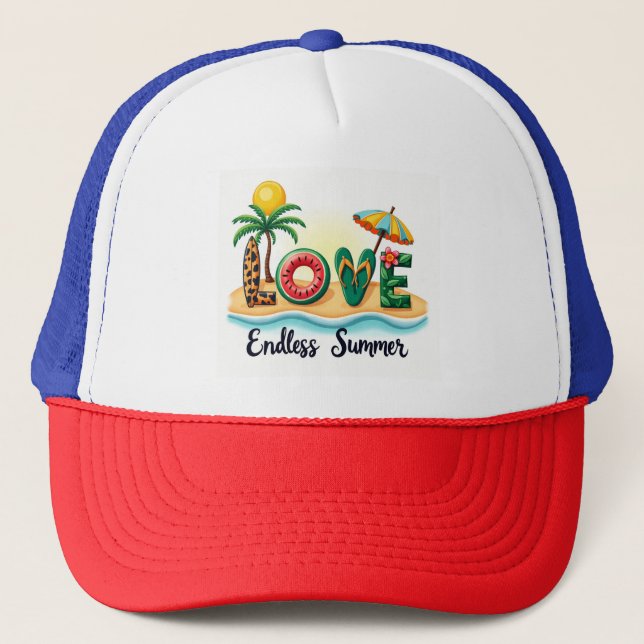 Love Endless Summer Beach Cartoon Hat (Front)