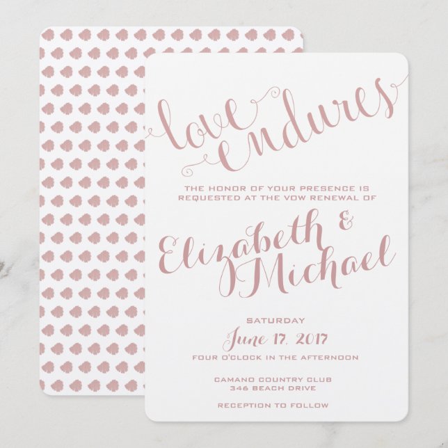 Love Endures Champagne Blush Anniversary Invitatio Invitation (Front/Back)