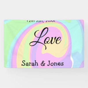 Love engagement wedding couple colorful bohpattern banner