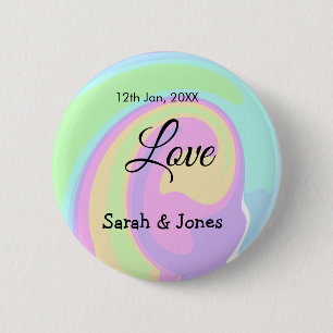 Love engagement wedding couple colorful bohpattern button