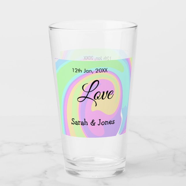 Love engagement wedding couple colorful bohpattern glass (Front)