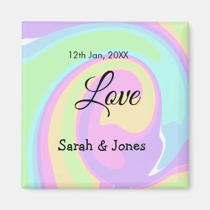 Love engagement wedding couple colorful bohpattern magnet