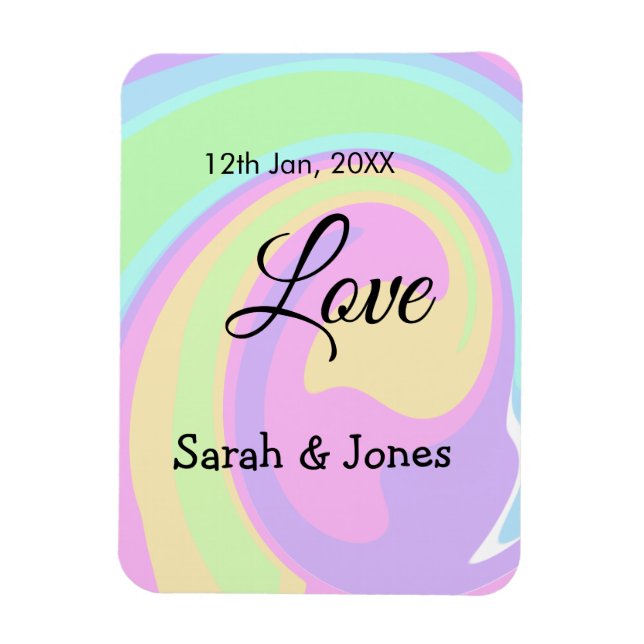 Love engagement wedding couple colorful bohpattern magnet (Vertical)
