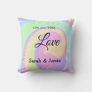 Love engagement wedding couple colorful bohpattern throw pillow