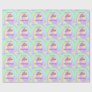 Love engagement wedding couple colorful bohpattern wrapping paper