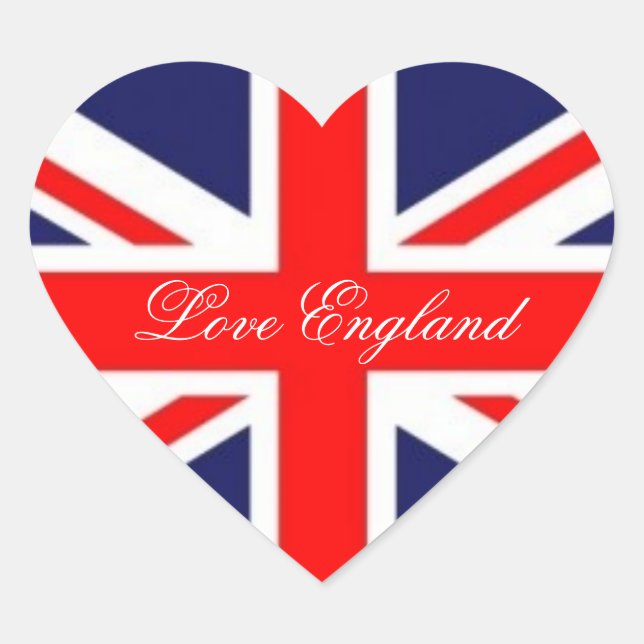 Love England-Union Jack Flag Heart Sticker (Front)