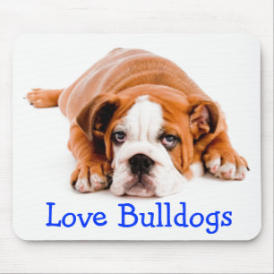 Love English Bulldog Brown & White Puppy Dog Mouse Pad