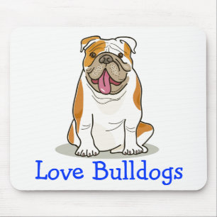 Love English Bulldog Cartoon Puppy Dog Mouse Pad