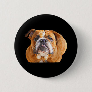Love English Bulldog Dog Face -  Brown Mascot Button