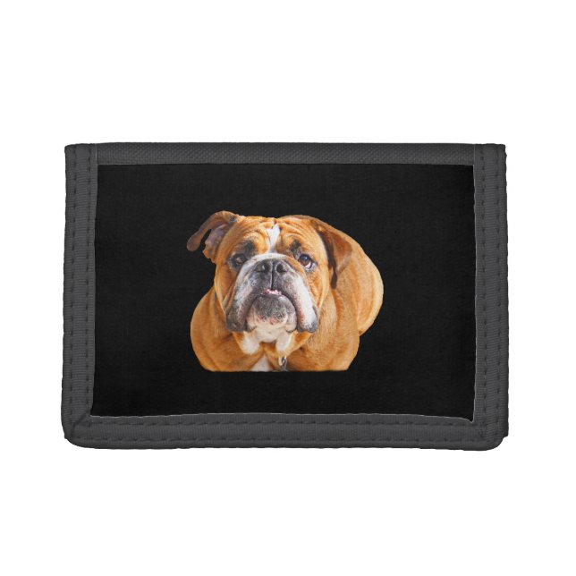 Love English Bulldog Dog Face -  Brown Mascot Trifold Wallet (Front)