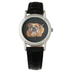 Love English Bulldog Dog Face - Brown Mascot Watch