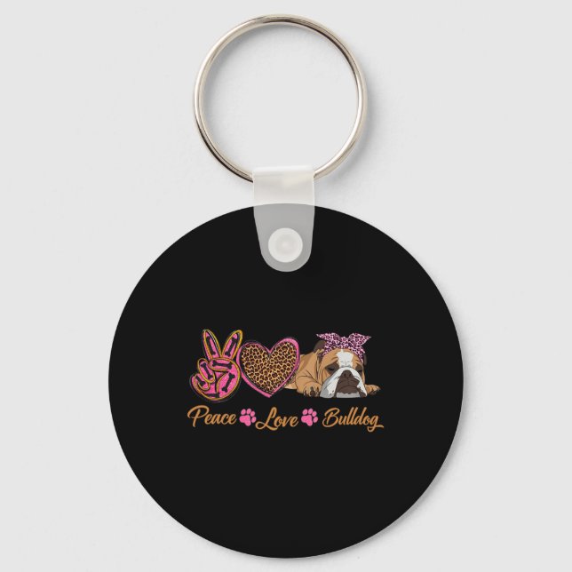 Love English Bulldog Fun Puppy Dog Mom Mother's Da Keychain (Front)
