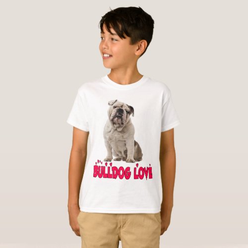 Love English Bulldog Puppy Dog Kids T_Shirt